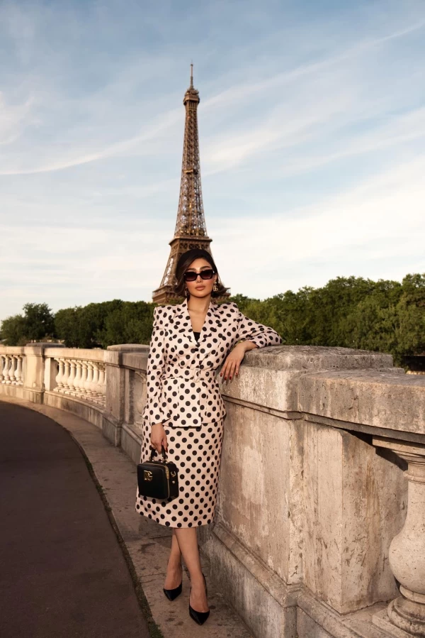 Reem Alswaidi Wears Fatima Al-Shahawani’s First Suit Designs